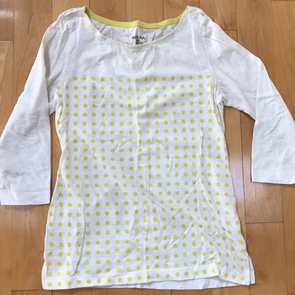 Boat neck lemony lime green 3/4 sleeve top Merona